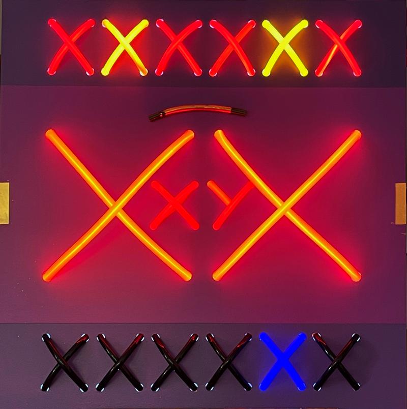 Karol Hurec: Evas Rippe - Shiva Shakti, 80 x 80 x 15 cm, 2025, MdF, Acryl, PU, COB-Led, 12V