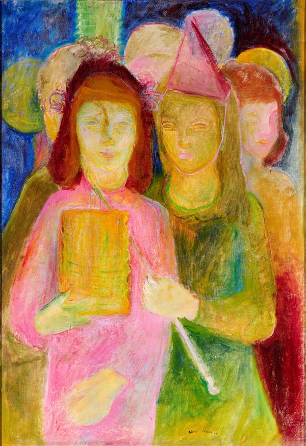 Eve Neuner-Kayser, Laternenumzug, 1947, Öl/Leinwand, 103 x 75 cm