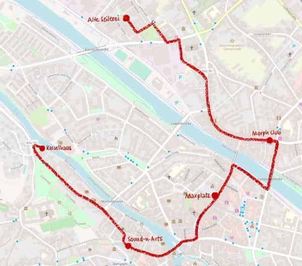 Routenplan der Demonstration "Kultur braucht Raum"