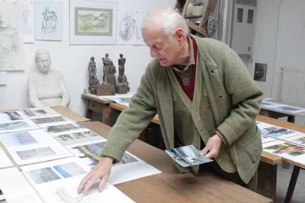 Wilhelm Uhlig in seinem Atelier, 2013