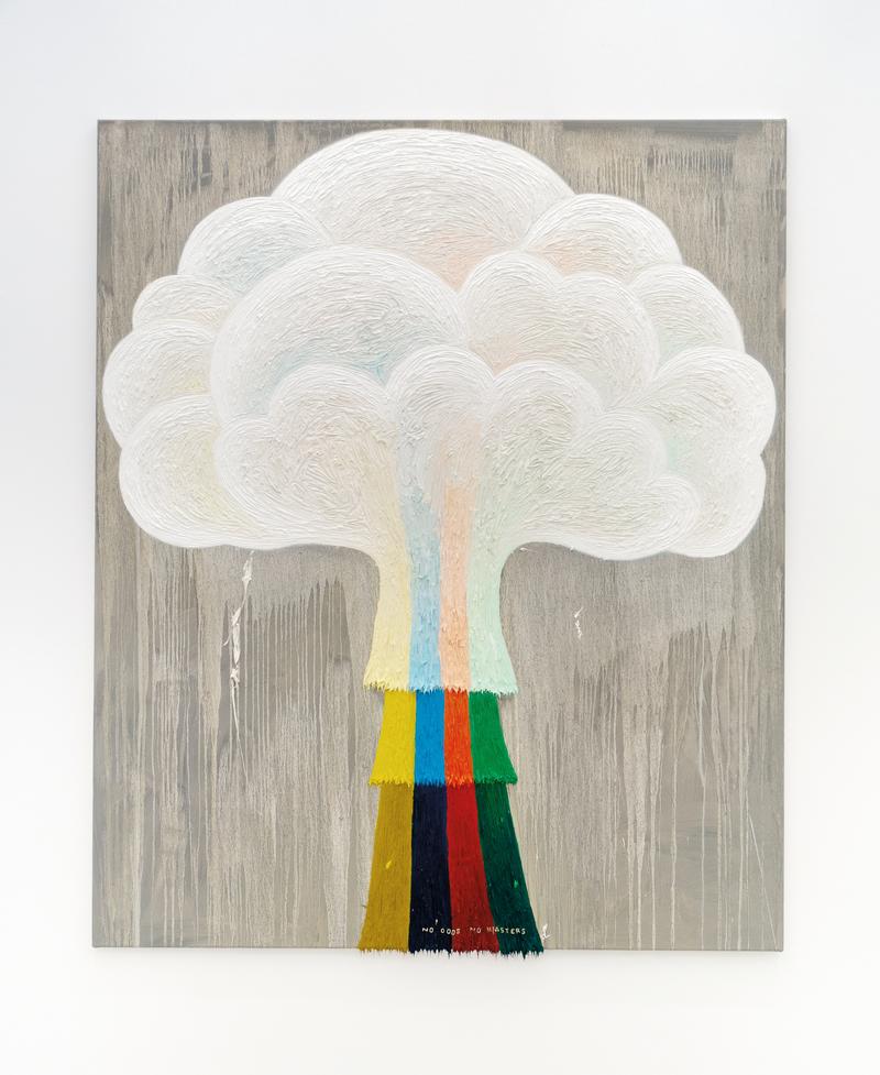 Lena Schramm. Doppelte Verneinung, 2024, 150 x 125 cm, Öl und Hartweizen auf Leinwand