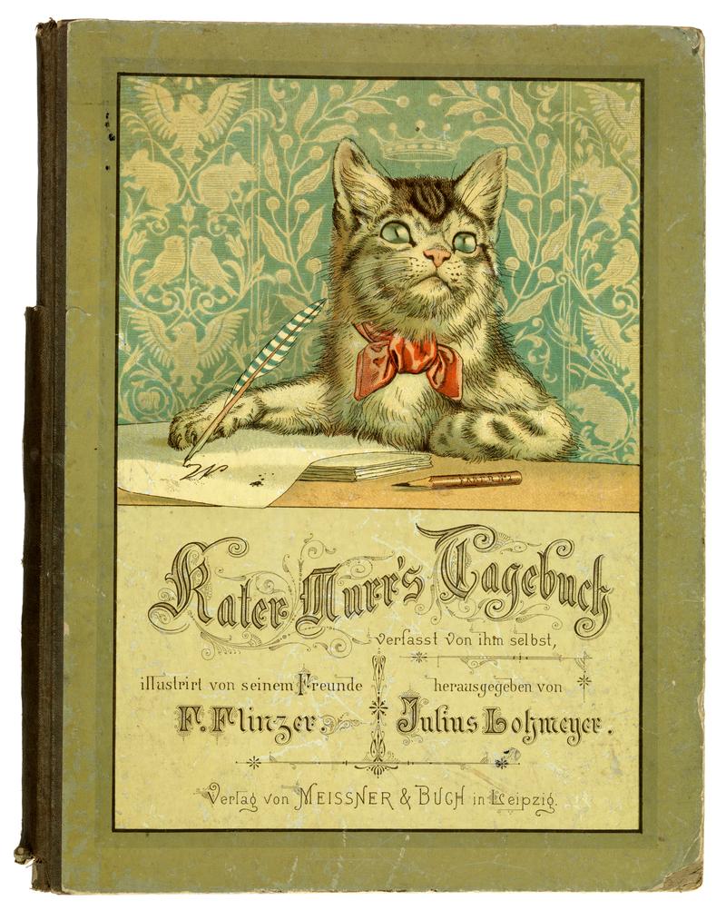 Halbleinenband mit farbiger Illustration von Fedor Flinzer (1832–1911) zu „Kater Murr
