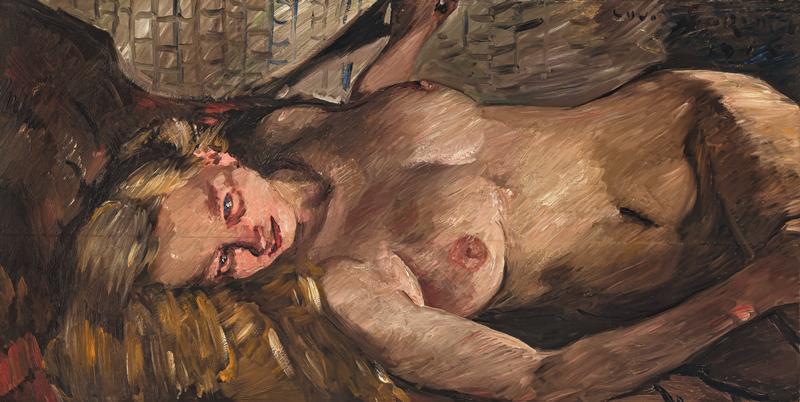 Lovis Corinth, Liegender weiblicher Akt, 1915 Öl auf Holz / Oil on panel, 58 x 115 cm