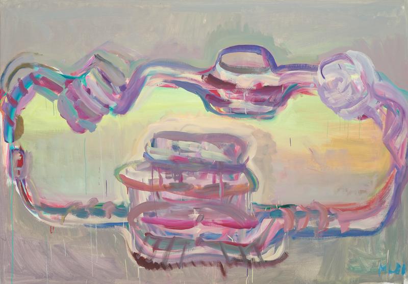 Maria Lassnig, Tischgesellschaft II, 1986 Öl auf Leinwand / Oil on canvas, 140 x 200 cm, Sammlung Würth, Inv. 18187