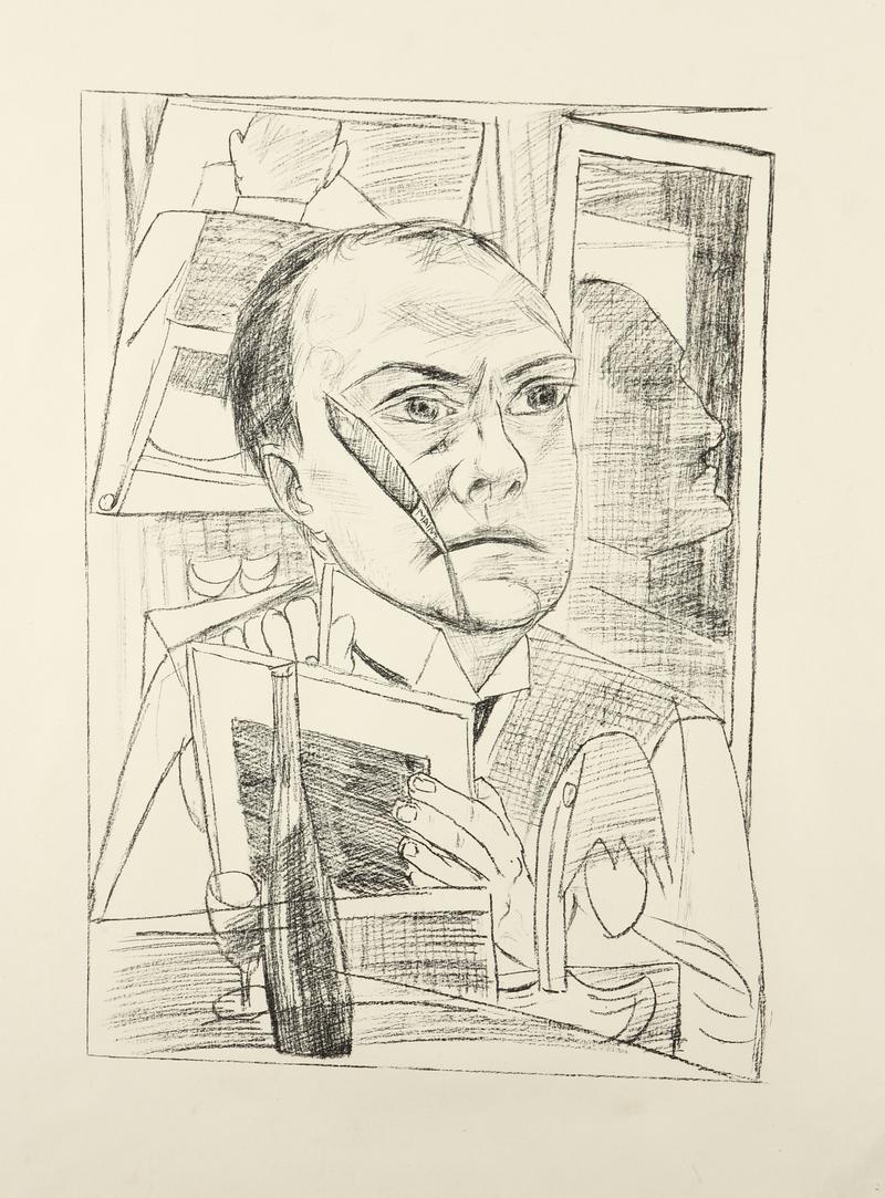 Max Beckmann, „Selbst im Hotel“, 1922, Bl. I aus Mappe „Berliner Reise“, Lithographie, 44,5 x 32 cm
