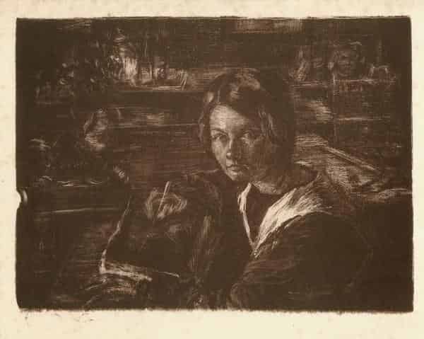 Selbst, ein Selbstportrait der Künstlerin Frida Mentz-Kessel, ausgestellt in den Kunstsammlungen Jena