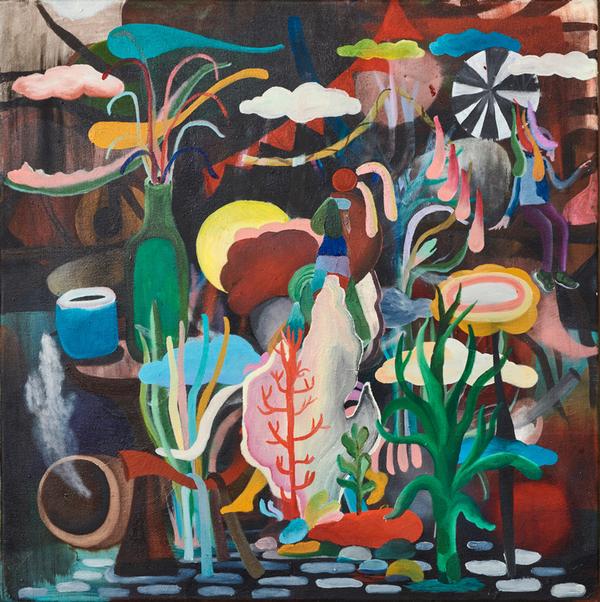 Monika Michalko, Coral Mountain, 2023 Öl auf Leinwand, 50 x 50 cm 