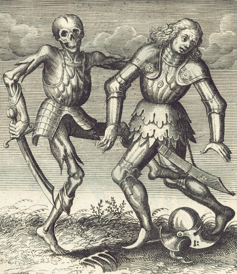 Matthäus Merian d.Ä.: Todt zum Ritter Kupfer für: Totentanz […], Frankfurt a.M., 1649