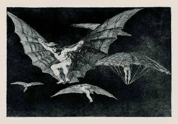 Francisco de Goya, Modo de volar (Eine Art zu fliegen), 1816 -1824 Blatt 13 aus: Los Disparates
