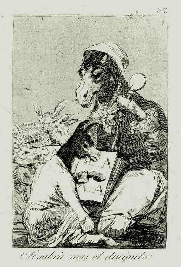 Francisco de Goya, Si sabrá mas el discipulo? (Ob er wohl mehr weiß der Schüler?), um 1798, Blatt 37 aus: Los Caprichos