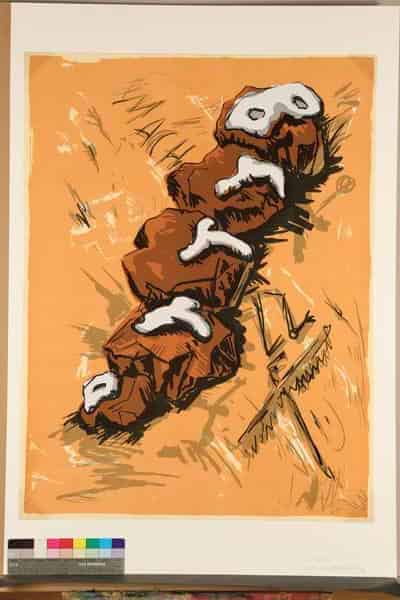 Jörg Immendorff, BrrD, 1982, aus der Mappe Erste Konzentration, Lithographie, 80,5 x 60 cm