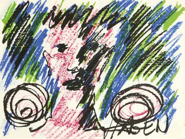 Salomé (Wolfgang Ludwig Cihlarz), Hagen aus „Götterdämmerung“, 1984, Alugraphie, 29 x 38 cm