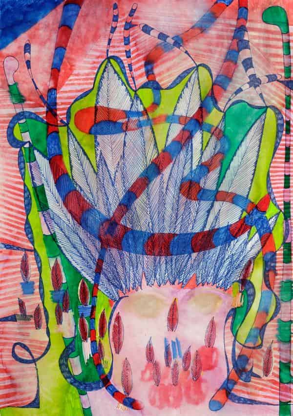 Alex Müller: "Tag 107 c. Peace", aus der Serie "Vom Mähen zum Frieden", 2020 Zeichnung, 420 x 297 mm, Courtesy die Künstlerin 