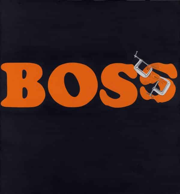 Ed Ruscha, "Den letzen Buchstaben nicht nur sichernd, sondern auch beschädigend (Boss)", 1964