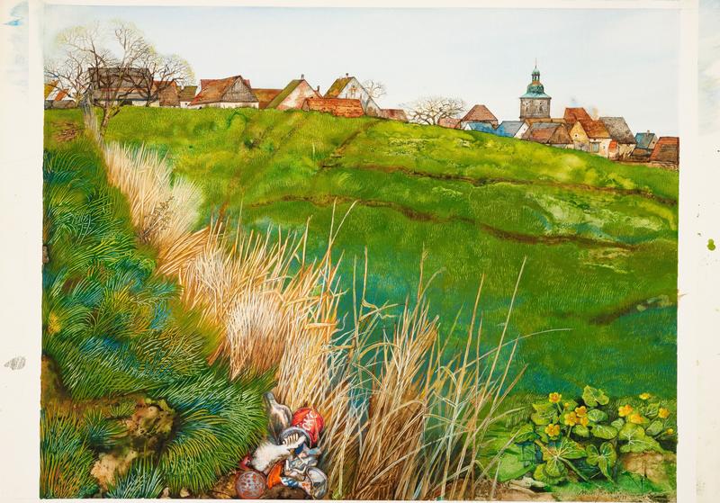 Michael Mathias Prechtl, Kalchreuth, 1977, Mischtechnik auf Karton, 72 x 86 cm, Sammlung Kunstvilla