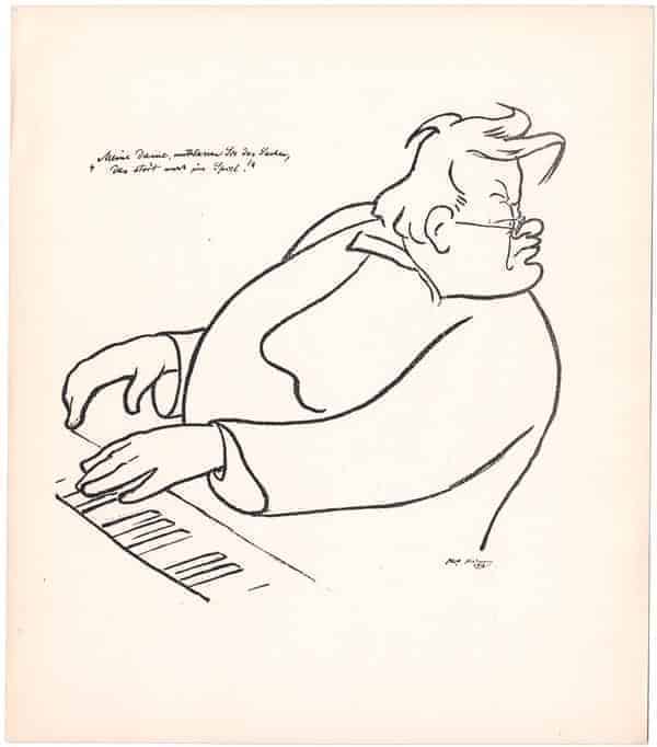 Max Reger am Klavier, Karikatur von Wilhelm Thielmann (1868–1924), 1913