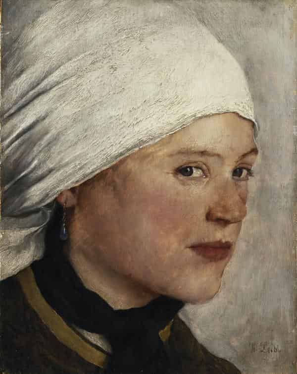 Wilhelm Leibl: Mädchen mit weißem Kopftuch, um 1876/77, Öl auf Eichenholz, Bayerische Staatsgemäldesammlungen, München – Neue Pinakothek München