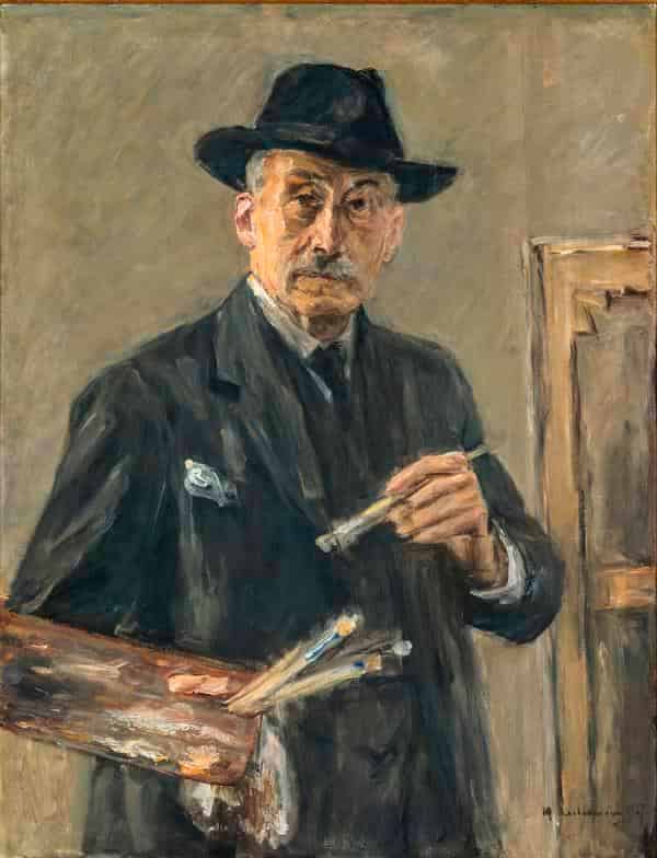 Max Liebermann: Selbstbildnis im Anzug mit Hut, stehend mit Palette, 1927, Öl auf Leinwand, Museum Georg Schäfer, Schweinfurt