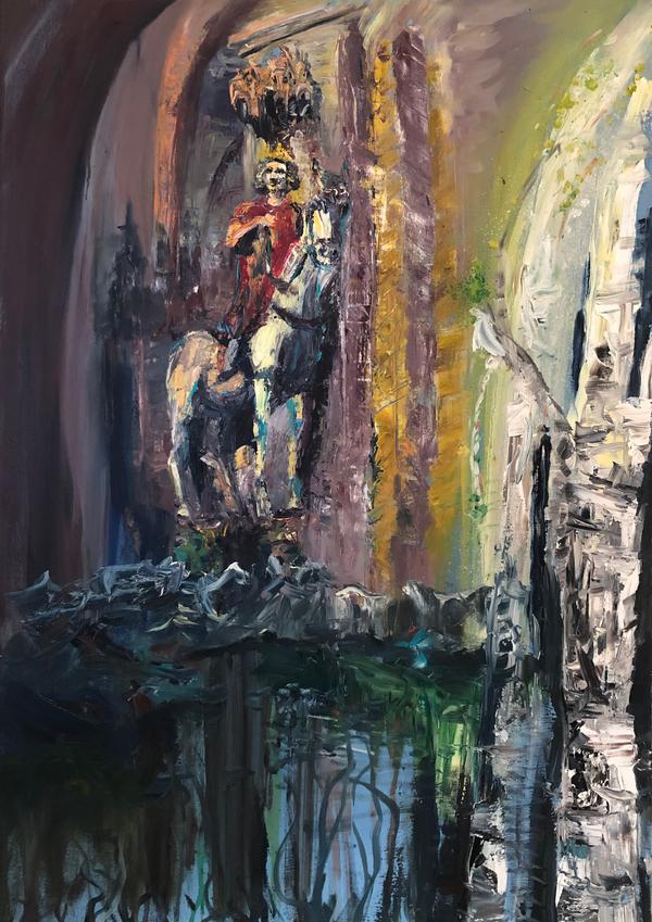 Ross und Reiter, ein Werk der Künstlerin Ulrike Polifke in der Galerie Spielraum in Bamberg