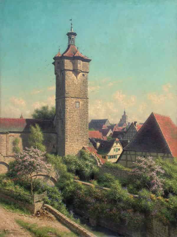 Arthur Wasse, Der Klingentorturm, Öl auf Leinwand