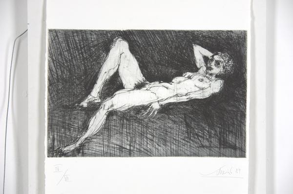 Hans Scheib: Akt, 1984, Kaltnadel, 21,4 x 33,5 cm