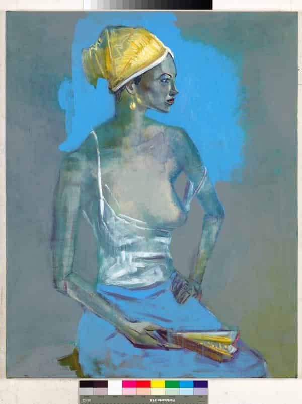 Jost Heyder, "C. mit Fächer", 2016, 100 cm x 70 cm, Acryl auf Leinwand
