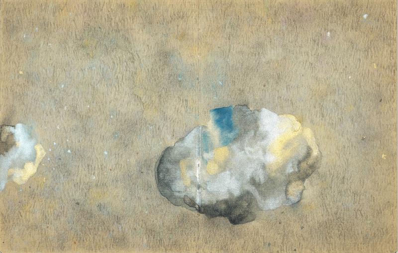 Spätes Licht (Blatt 20), 2024, Aquarell, Perlglanzpigmente und Tusche auf Papier, 16,5 x 25,3 cm
