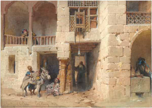 Carl Haag, Innenhof eines koptischen Hauses in Kairo, 1859