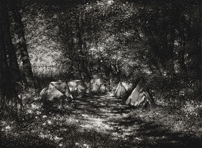 Stefanie Hofer, Kosmos Aquatinta, Weichgrund auf Bütten, 69 x 88 cm, 2024