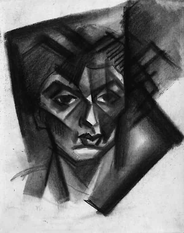 August Macke: Frauenkopf II, 1913, Kohlezeichnung; Stadtmuseum Tübingen