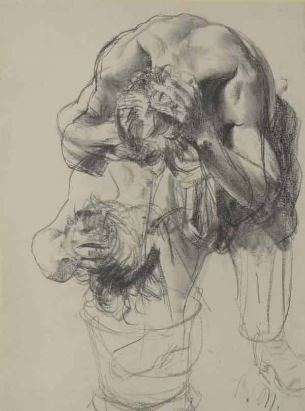 Adolph von Menzel: Arbeiter, sich in einem Eimer waschend, um 1872/73 Zimmermannsbleistift auf Papier, 32,1 x 24 cm Museum Georg Schäfer, Schweinfurt