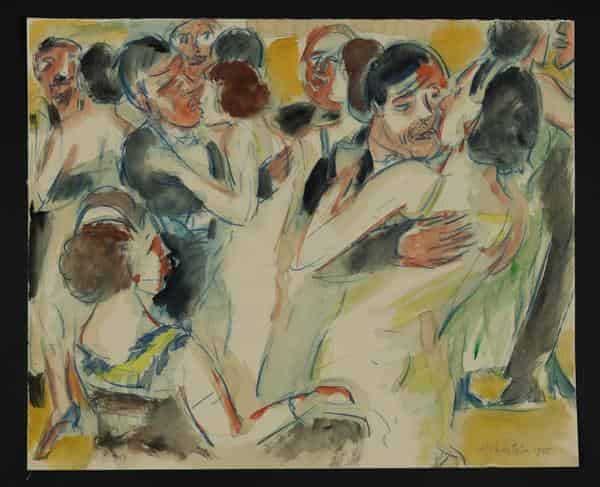 Max Pechstein, Gesellschaftstanz, 1925, Aquarell, Privatbesitz