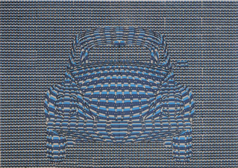 Thomas Bayrle/ VW K&auml;fer (blaue Version), 1969/ Courtesy Thomas Bayrle und neugerriemschneider Berlin
