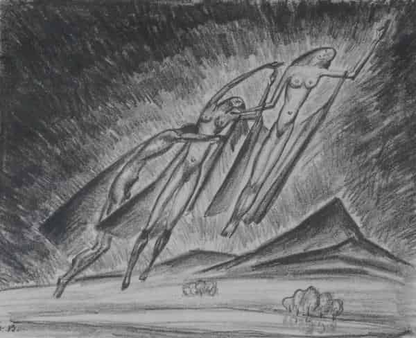 Seligkeit, Kohlezeichnung, 1919