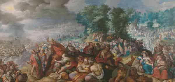 Frederik van Valckenborch: Durchzug durch das Rote Meer, 1597 Germanisches Nationalmuseum, Dauerleihgabe der Ernst von Siemens Kunststiftung