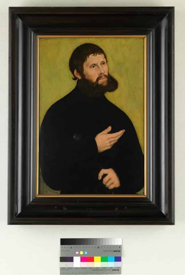 Lucas Cranach d. Ä., Martin Luther als Junker Jörg, um 1521–1522, ölhaltige Farben auf Buchenholztafel, 52,8 x 37,3 cm, KSW, Museen, Inv. G 9