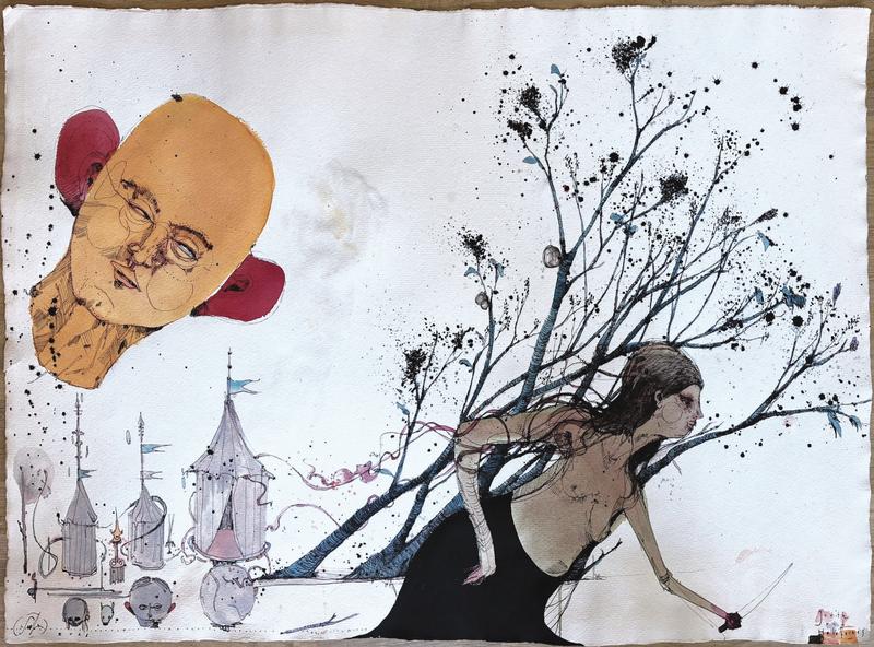 Welf Schiefer, Judith und Holofernes, 2026, Zeichnung auf Papier, 55 x 77 cm