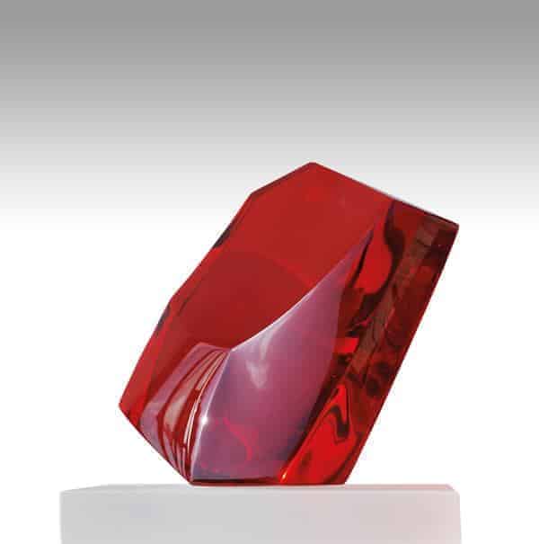 RED HEAD 2019, Massivglas, geschliffen und poliert