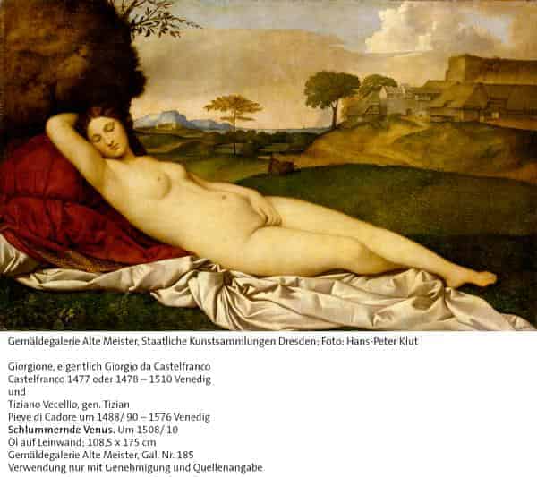 Giorgione/Tizian, Schlummernde Venus, um 1508/10 