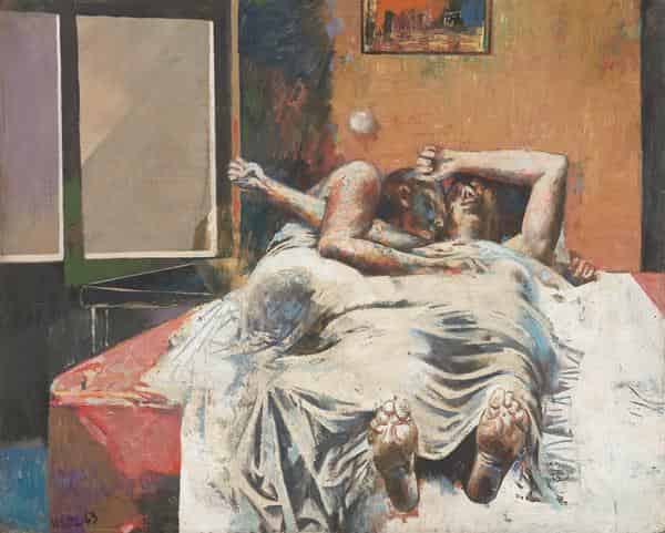 Willi Sitte, Schlafendes Paar, 1963, Öl auf Leinwand, 65 x 80,5 cm