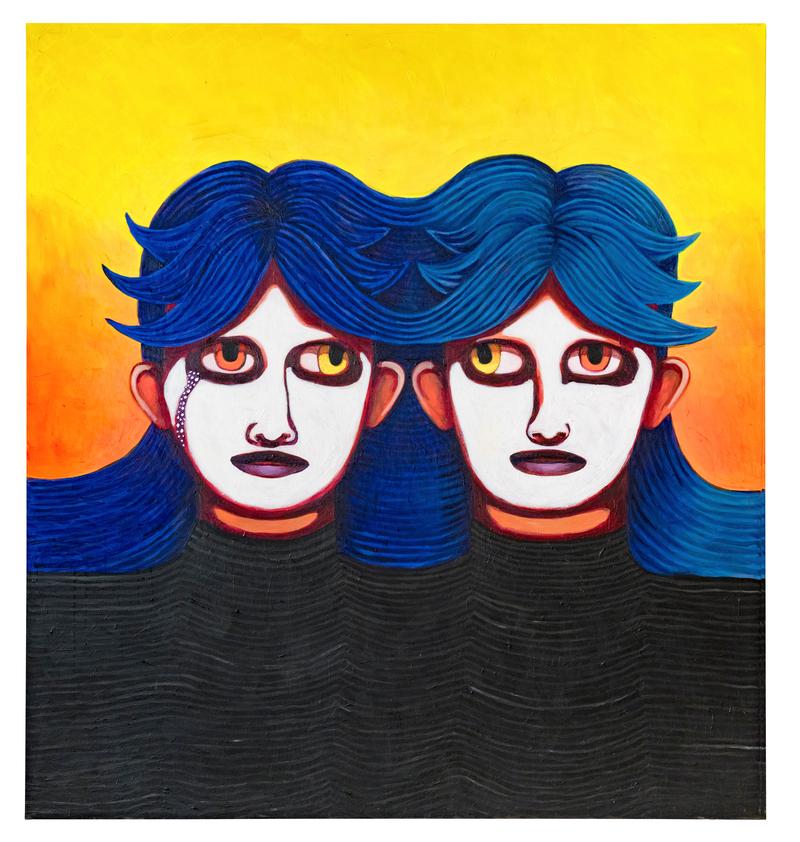 Eva Nüßlein, Wir sind anders, 2026, Acryl und Glitzersteine auf Leinwand, 200 x 190 cm