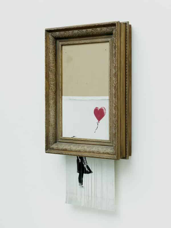 Banksy, Love is in the Bin, 2018, Sprayfarbe und Acryl auf Leinwand, 142 x 78 x 18 cm, Privatsammlung