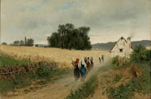 Bäuerinnen auf dem Weg zur Feldarbeit, 1873, Museum im Kulturspeicher Würzburg