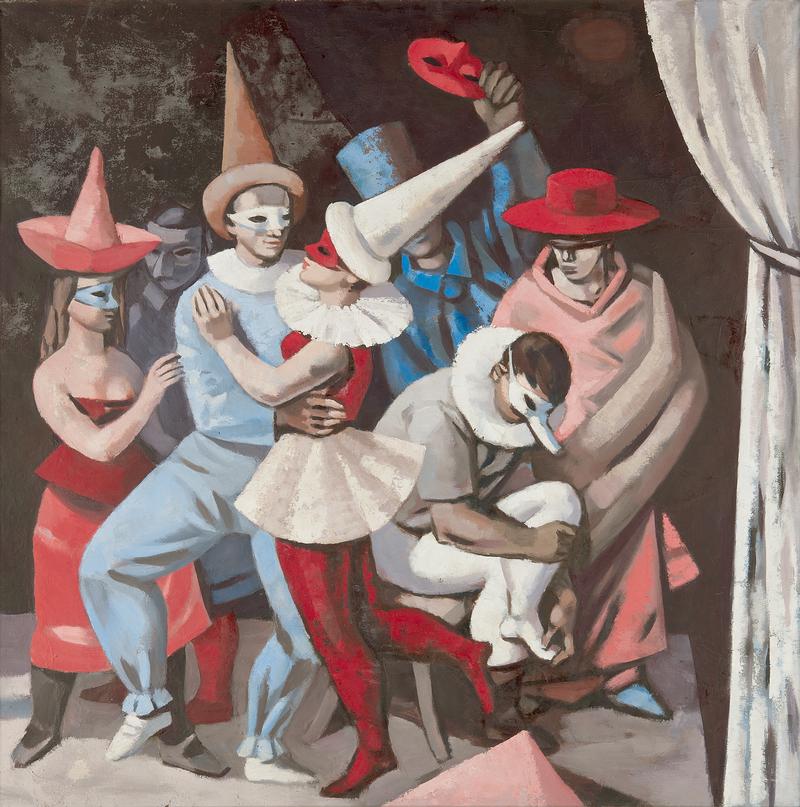 Lothar Zitzmann, Karneval auf der Bühne, 1959, Öl auf Leinwand